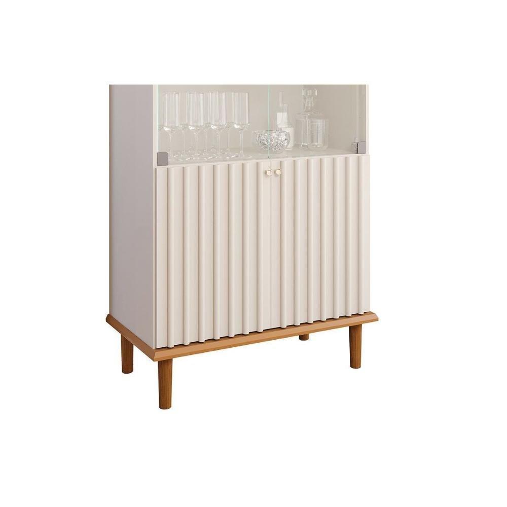 Cristaleira Sala Jantar Luiza C- 4 Portas (2 De Vidro) Cinamomo-off White - Cimol - 9