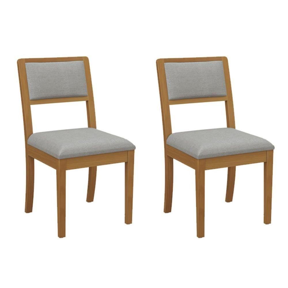 Cadeira De Cozinha Alice 2cmm003ca Premium Madeira Maciça Kit 2 Un Carvalho-linho Cinza - Kappesberg - 1