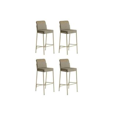 Banqueta Sala De Jantar Duo 1753 Kit 4 Un Dourado-linho Bamboo-ano Bamboo - Carraro