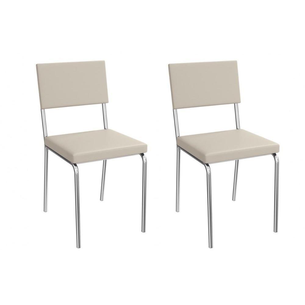 Cadeira De Cozinha Zaria 2c128cr Aço Kit 2 Un Cromado-ano Bege - Kappesberg - 1