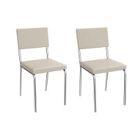 Cadeira De Cozinha Zaria 2c128cr Aço Kit 2 Un Cromado-ano Bege - Kappesberg - 1