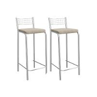 Kit 2 Banquetas Sala Jantar Gênova 2b705cr Aço 2 Un Cromado-linho Bege Fendi - Kappesberg - 1