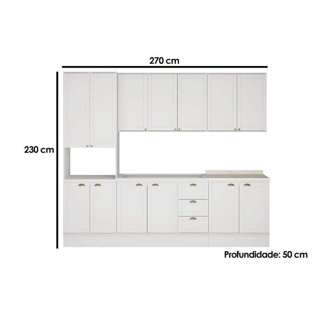 Cozinha Modulada Carraro Bella 5 Peças (2aéreos+2balcões+1paneleiro) C5p119 Branco-carraro - 2