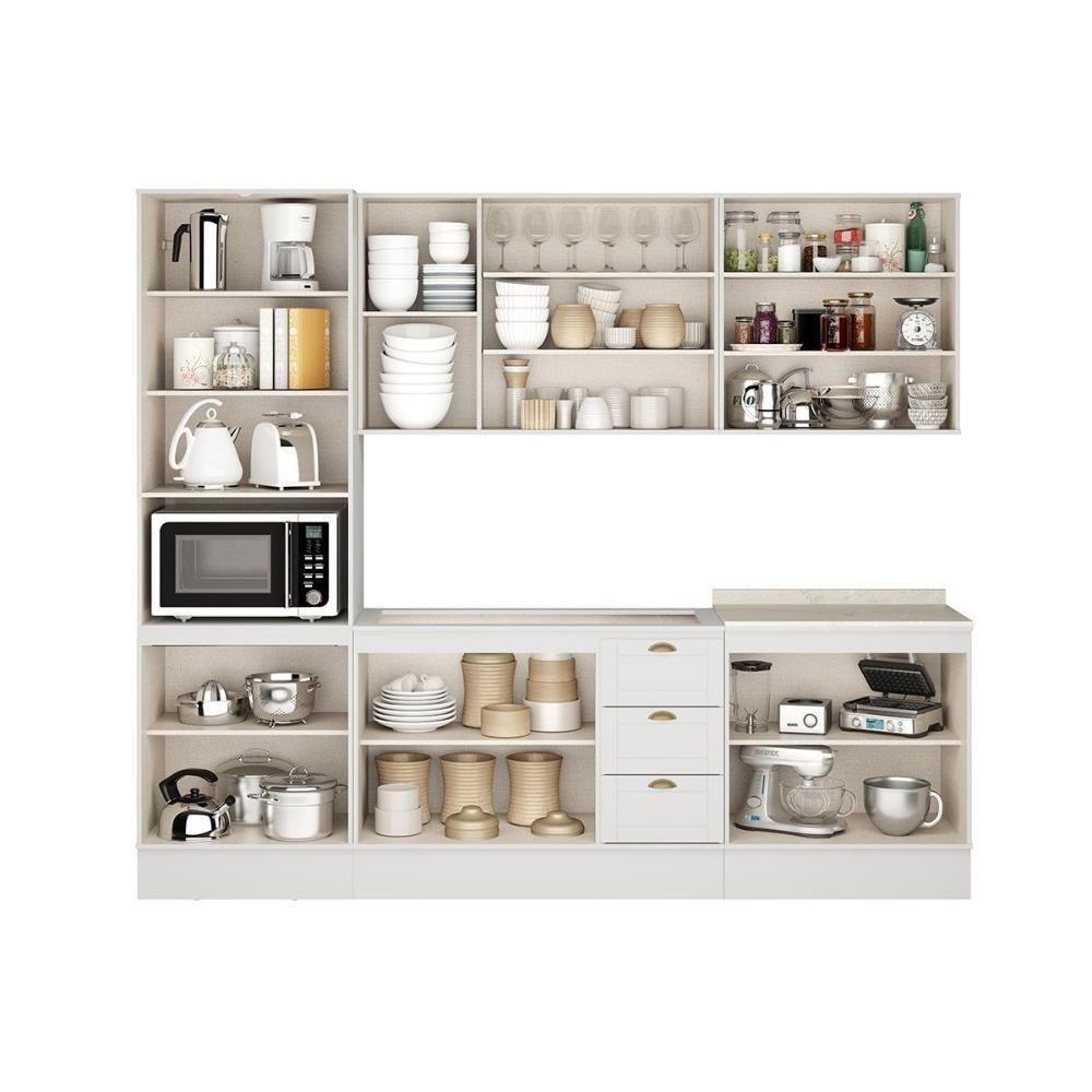 Cozinha Modulada Carraro Bella 5 Peças (2aéreos+2balcões+1paneleiro) C5p119 Branco-carraro - 3