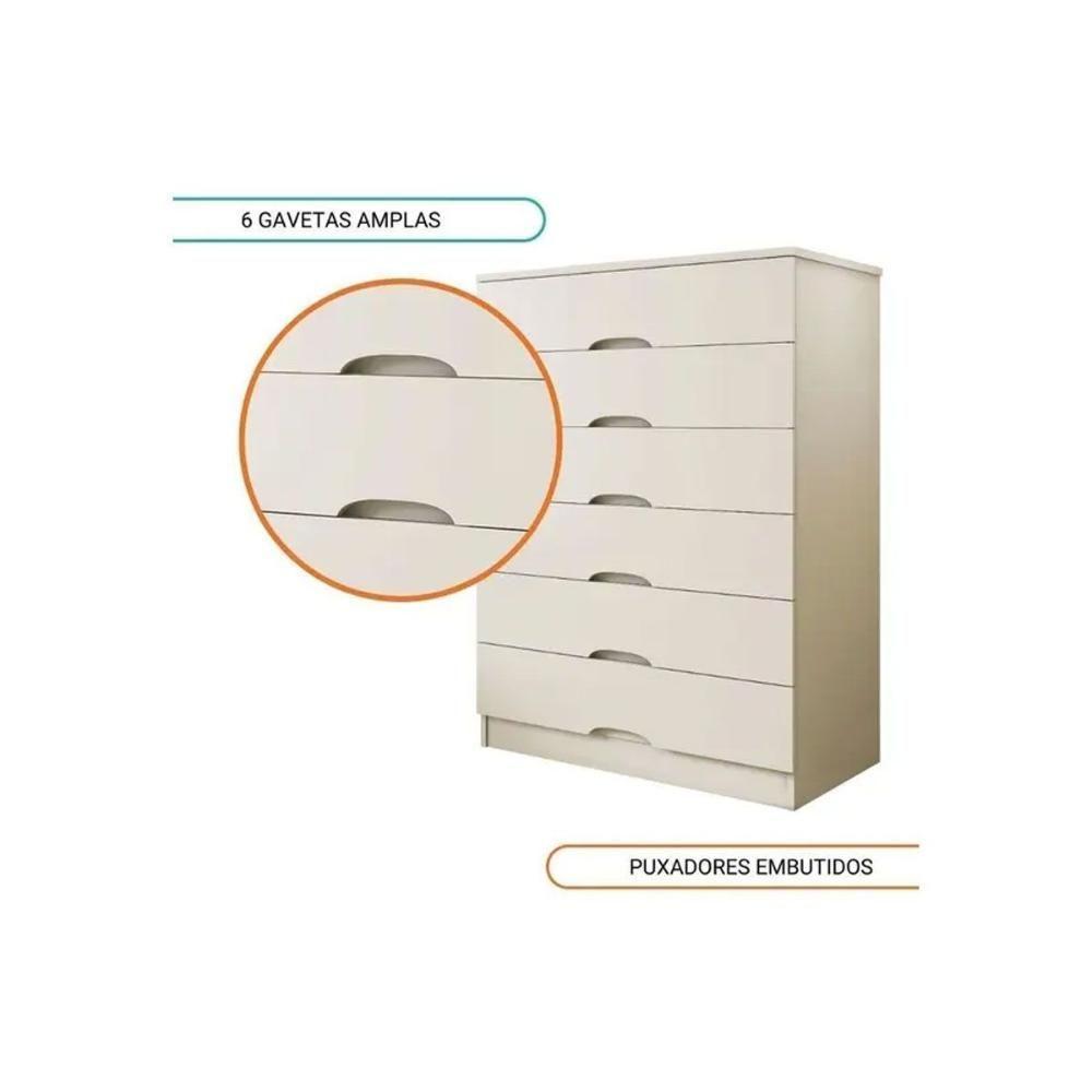 Cômoda Casal Sevilha C- 6 Gavetas Off White - Europa - 2