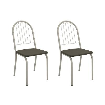 Kit 2 Cadeiras Sala Jantar Noruega 2c077nk Aço 2 Un Niquel-suede Escuro - Kappesberg