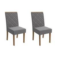 Kit 2 Cadeiras Sala Jantar Gardênia 2cad149 Madeirado 2 Un Canela-suede Cinza - Kappesberg - 1