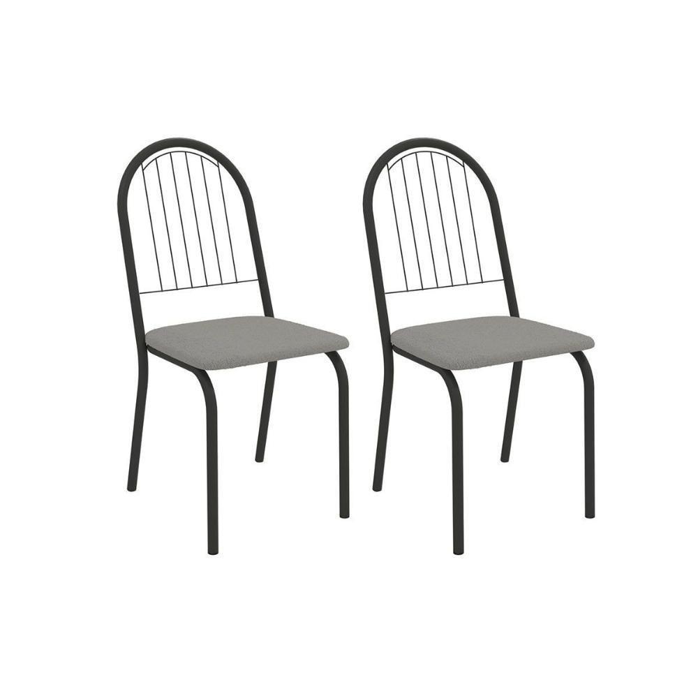 Kit 2 Cadeiras De Cozinha Noruega 2c077prf Aço 2 Un Preto-boucle Cinza - Kappesberg - 1