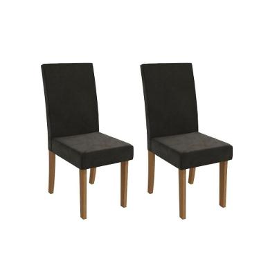 Kit 2 Cadeiras De Cozinha Dália 2cad131 Madeirado 2 Un Canela-suede Grafite - Kappesberg