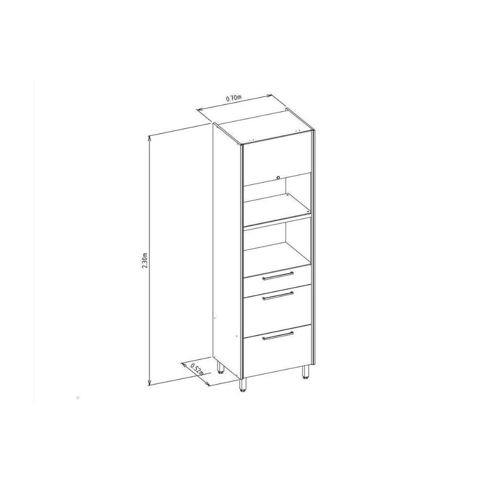 Torre Quente De Cozinha Atena C- 2 Portas 2 Gavetas E 2 Nichos P- Fornos 70cm Jequitiba-off White Fosco - Linea Brasil - 4