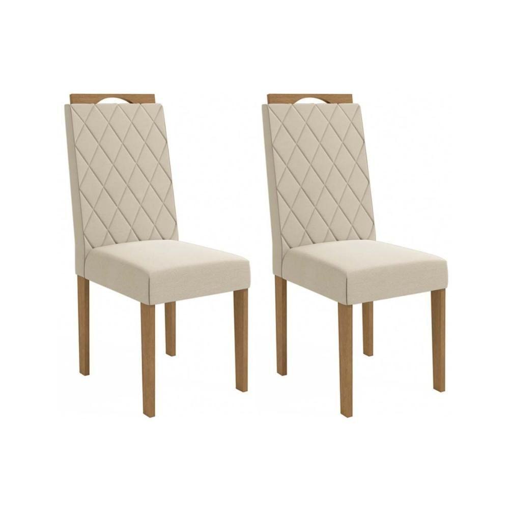 Kit 2 Cadeiras Sala Jantar Camélia 2 Un Carvalho-linho Bege Argila - Kappesberg - 1