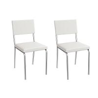 Kit 2 Cadeiras De Cozinha Zaria 2c128cr Aço 2 Un Cromado-ano Branco - Kappesberg - 1