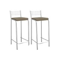 Kit 2 Banqueta De Cozinha Gênova 2b705cr Aço 2 Un Cromado-boucle Bege Fendi - Kappesberg - 1