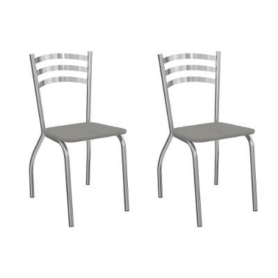 Kit 2 Cadeiras De Cozinha Portugal 2c007cr Aço 2 Un Cromado-boucle Cinza - Kappesberg