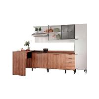 Kit Cozinha Modulada 5 Peças Alpha (1aéreo+2balcões+1paneleiro+1ilha) C5p133 Freijo-branco - Carraro