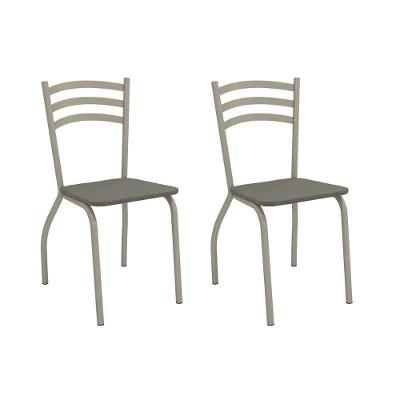 Cadeira Sala De Jantar Portugal 2c007nk Aço Kit 2 Un Niquel-linho Escuro - Kappesberg