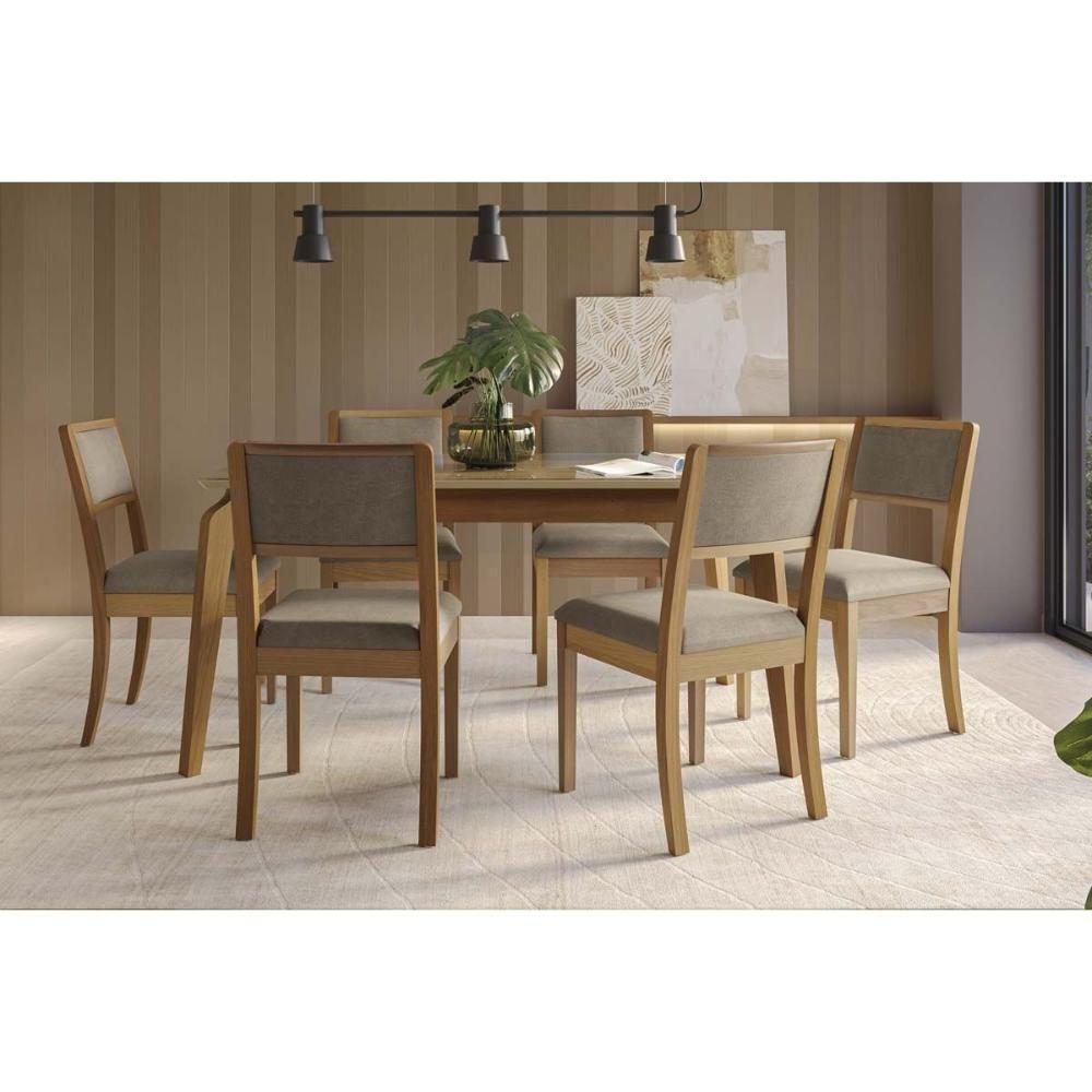 Cadeira De Cozinha Alice 2cmm003ca Premium Madeira Maciça Kit 2 Un Carvalho-linho Bege Caqui - Kappesberg - 6