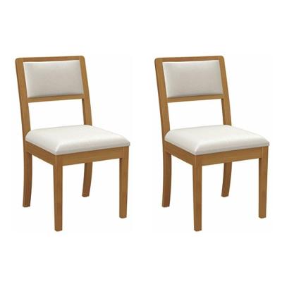 Cadeira De Cozinha Alice 2cmm003ca Premium Madeira Maciça Kit 2 Un Carvalho-linho Bege Caqui - Kappesberg