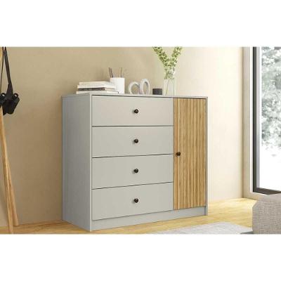 Cômoda Solteiro Mb 1059 C- 1 Porta E 4 Gavetas 100cm Mel-off White - Movelbento