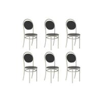 Kit 6 Cadeiras Sala Jantar 190 Aço 6 Uni Prata-courano Preto - Carraro - 1