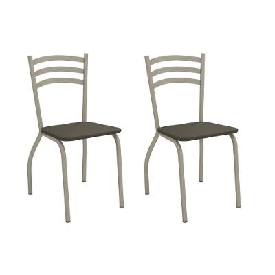 Kit 2 Cadeiras Sala Jantar Portugal 2c007nk Aço 2 Un Niquel-suede Escuro - Kappesberg