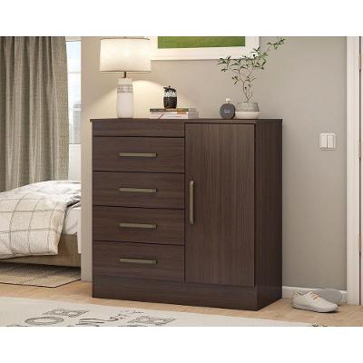 Cômoda Solteiro Montevideu C- 1 Porta E 4 Gavetas Cafe Touch - Demóbile