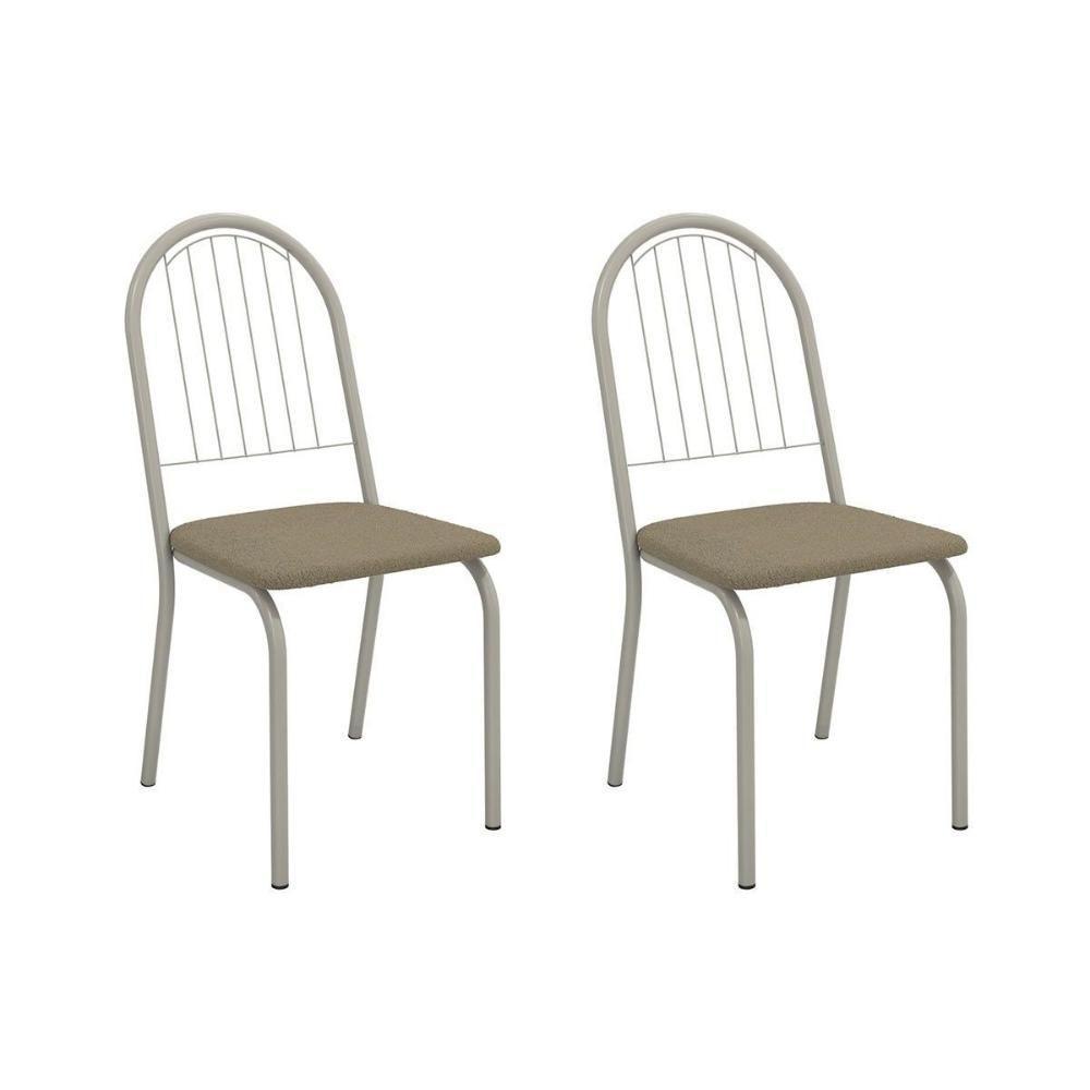 Kit 2 Cadeiras Sala Jantar Noruega 2c077nk Aço 2 Un Niquel-boucle Bege Fendi - Kappesberg - 1