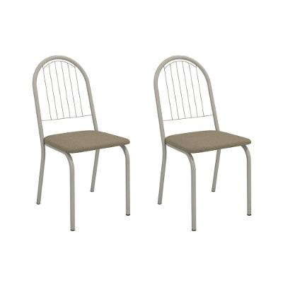 Kit 2 Cadeiras Sala Jantar Noruega 2c077nk Aço 2 Un Niquel-boucle Bege Fendi - Kappesberg