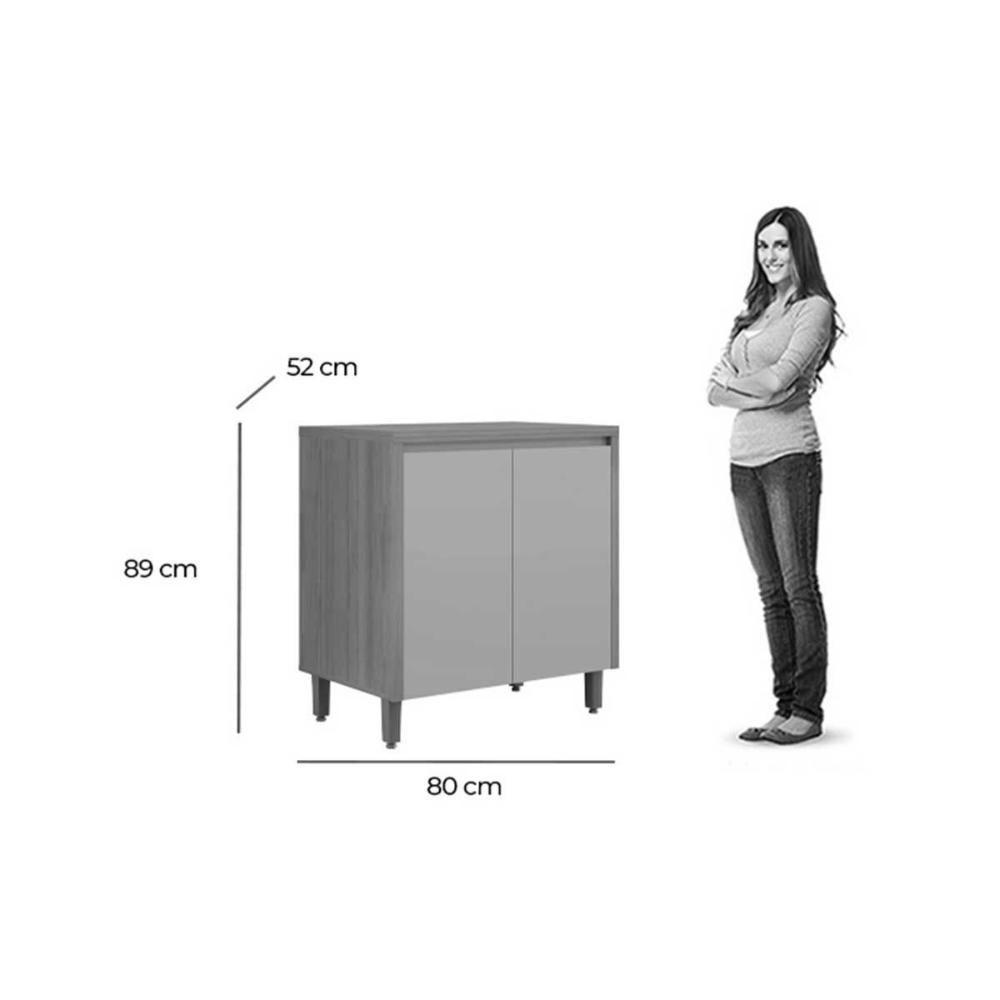 Gabinete De Cozinha Modulado C- Tampo Allure C- 2 Portas 80cm Jequitiba-gris Fosco - Linea Brasil - 2
