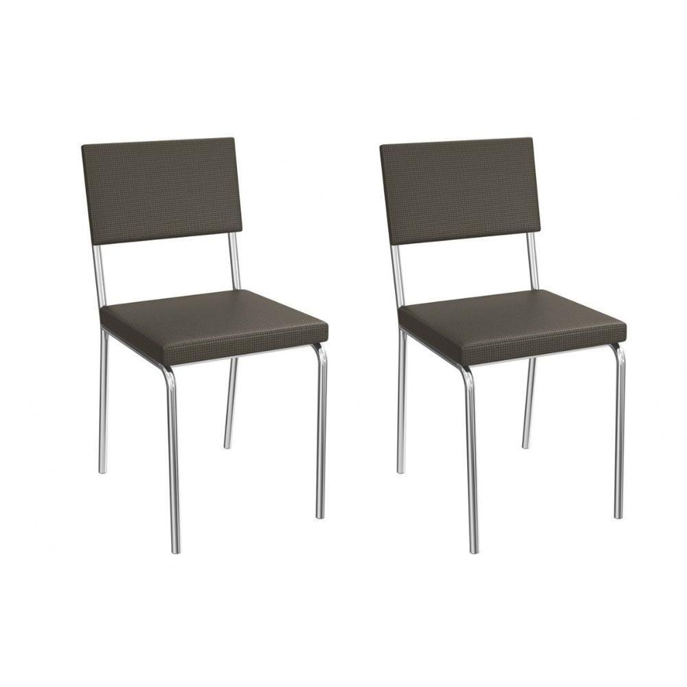 Cadeira De Cozinha Zaria 2c128cr Aço Kit 2 Un Cromado-ano Marrom - Kappesberg - 1