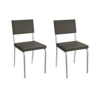 Cadeira De Cozinha Zaria 2c128cr Aço Kit 2 Un Cromado-ano Marrom - Kappesberg - 1