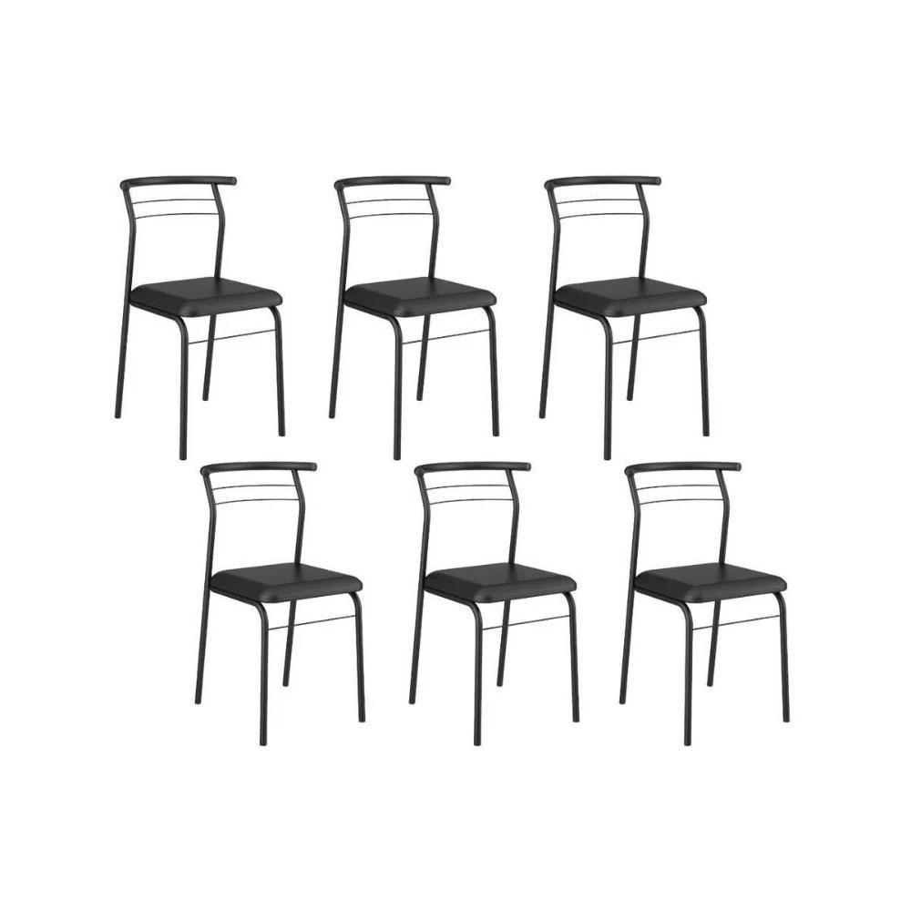 Cadeira Sala De Jantar 1708 Aço Kit 6 Uni Preto-courano Preto - Carraro - 1