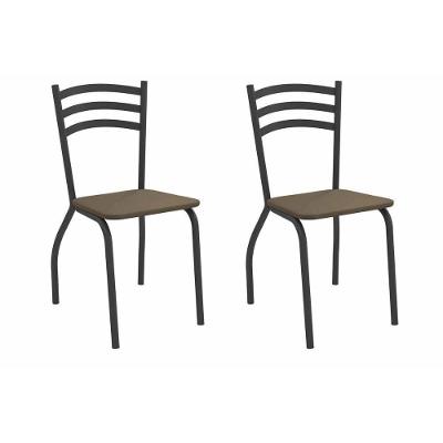 Cadeira Sala De Jantar Portugal 2c007prf Aço Kit 2 Un Preto-suede Cappuccino - Kappesberg