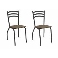 Cadeira Sala De Jantar Portugal 2c007prf Aço Kit 2 Un Preto-suede Cappuccino - Kappesberg - 1