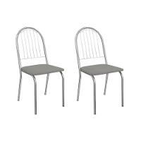Kit 2 Cadeiras Sala Jantar Noruega 2c077cr Aço 2 Un Cromado-boucle Cinza - Kappesberg - 1