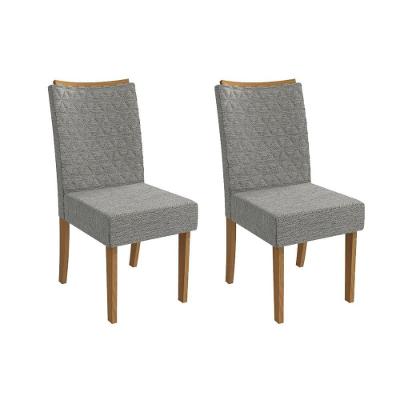 Kit 2 Cadeiras Sala Jantar Rosa 2cad129 Madeirado 2 Un Canela-linho Cinza - Kappesberg