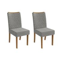 Kit 2 Cadeiras Sala Jantar Rosa 2cad129 Madeirado 2 Un Canela-linho Cinza - Kappesberg - 1