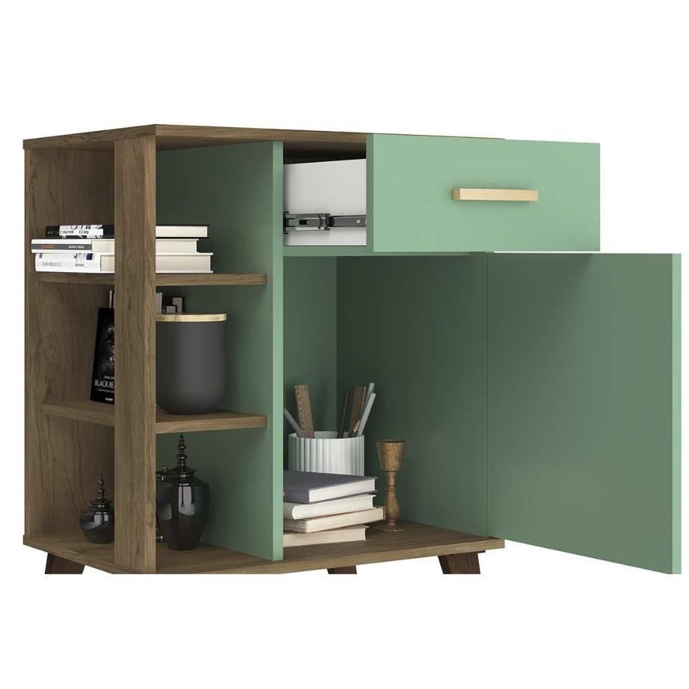 Gabinete De Cozinha Modulado Retrô C- 1 Porta E 1 Gaveta 53cm Mel-oliva - Movelbento - 4