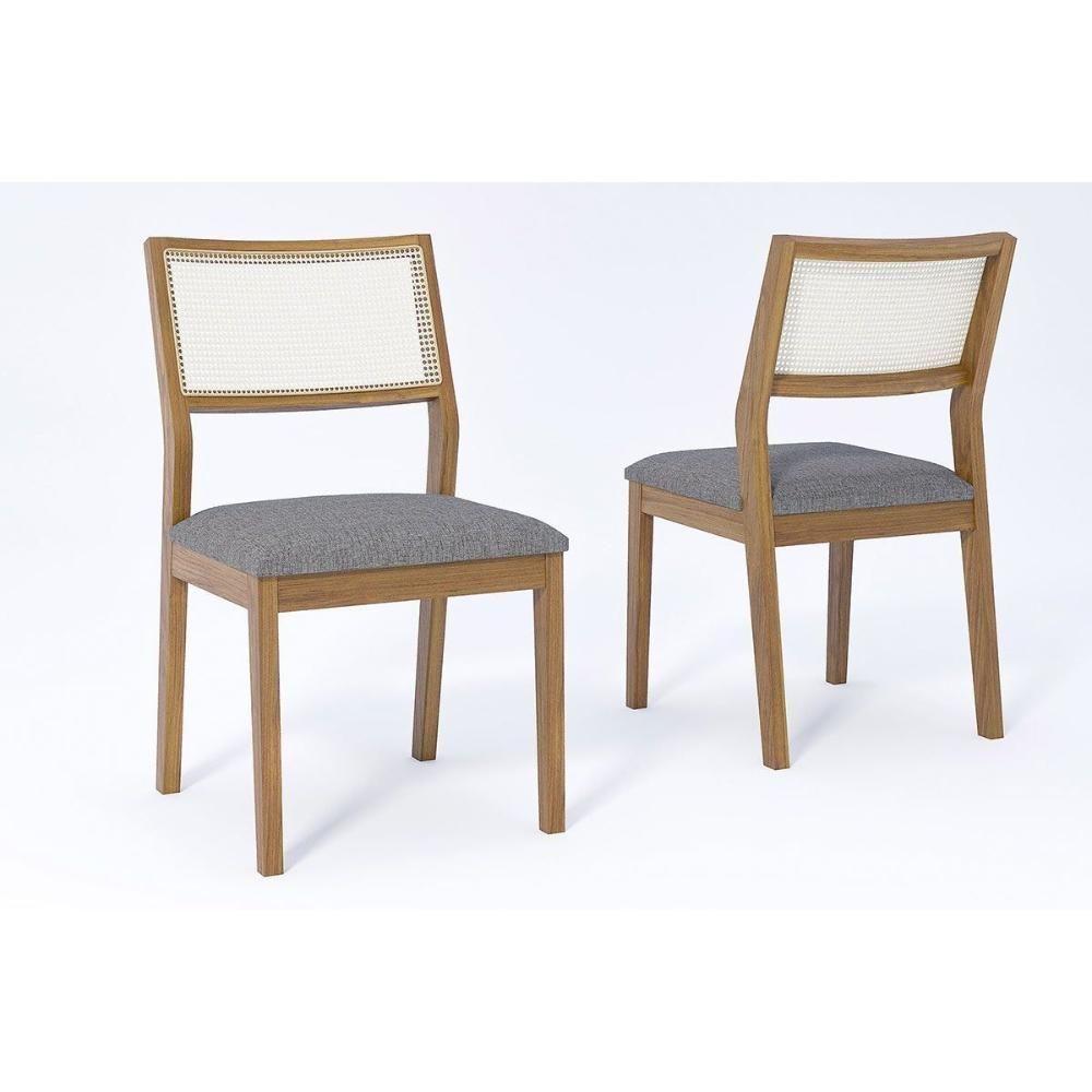 Cadeira De Cozinha Bella Kit 2 Un Carvalho-linho Grafite - Cimol - 1