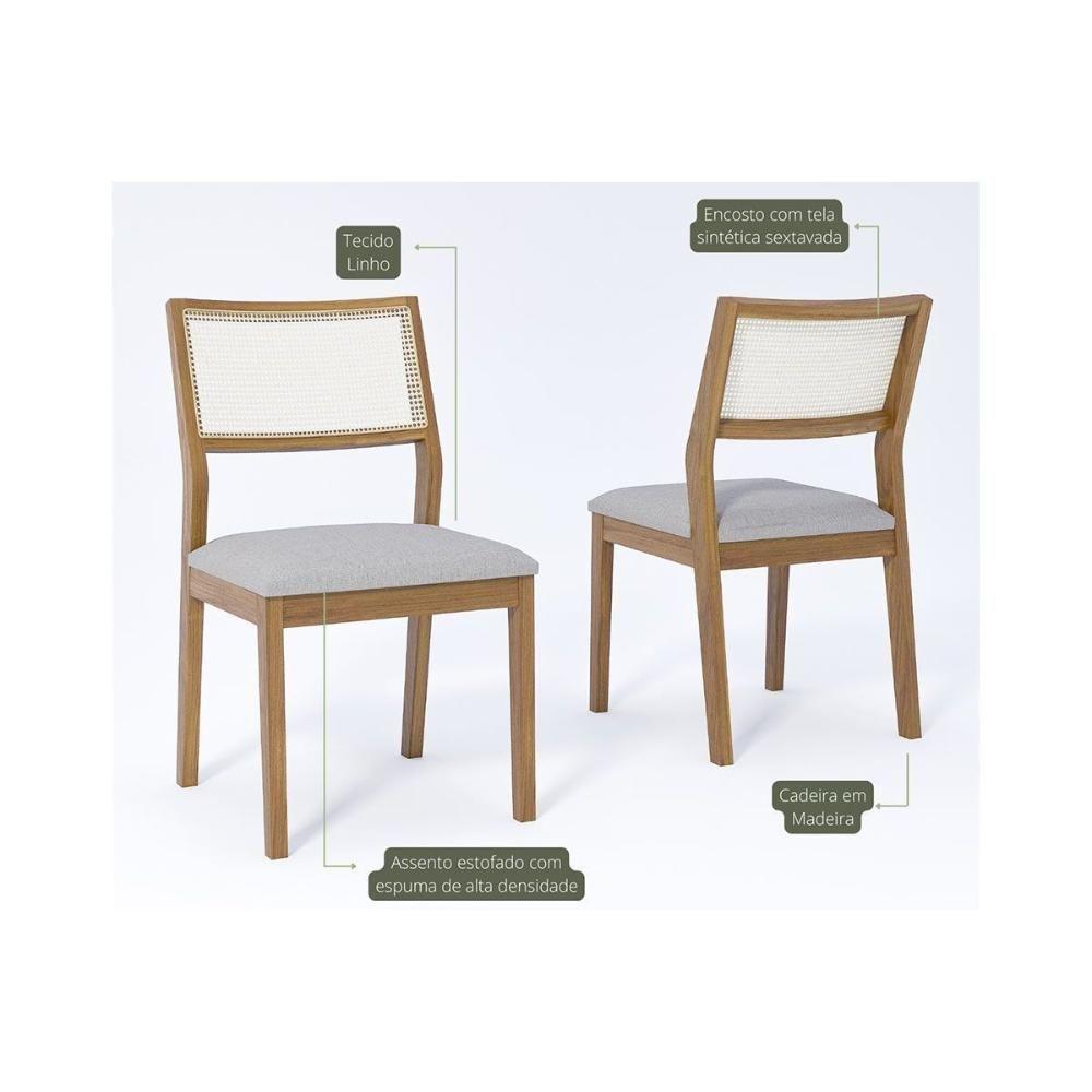 Cadeira De Cozinha Bella Kit 2 Un Carvalho-linho Grafite - Cimol - 2