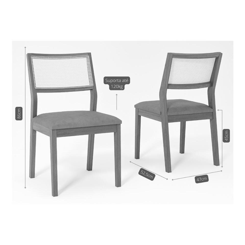 Cadeira De Cozinha Bella Kit 2 Un Carvalho-linho Grafite - Cimol - 3