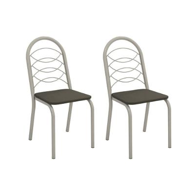 Cadeira De Cozinha Holanda 2c009nk Aço Kit 2 Un Niquel-suede Escuro - Kappesberg