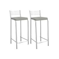 Kit 2 Banquetas Sala Jantar Gênova 2b705cr Aço 2 Un Cromado-boucle Cinza - Kappesberg - 1