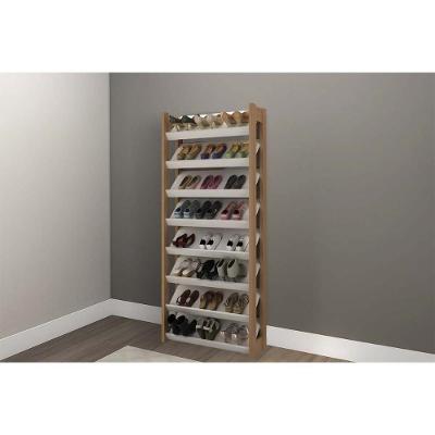 Armário Sapateira Solteiro Az1006 C- 8 Prateleiras Amêndoa-branco - Tecno Mobili