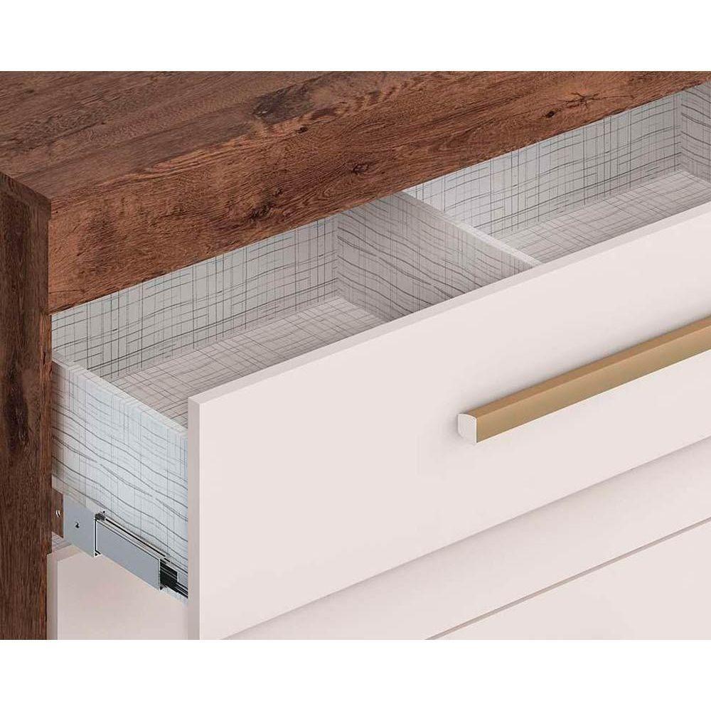 Cômoda Casal Rayane 1 Porta E 5 Gavetas C- Sapateira Cinamomo - Acp - 6