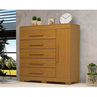 Cômoda Casal Rayane 5 Gavetas em MDF com Porta Sapateira e Puxador em MDF Amadeirado