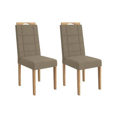 Cadeira Sala De Jantar Flora 2cad150 Madeirado Kit 2 Un Carvalho-boucle Bege Fendi - Kappesberg