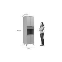 Paneleiro De Cozinha Modulado Allure C- 5 Portas 1 Nicho P- Forno 70cm Jequitiba-gris Fosco - Linea Brasil - 3