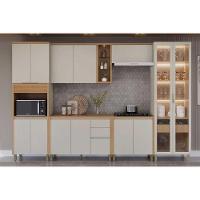 Paneleiro De Cozinha Modulado Allure C- 5 Portas 1 Nicho P- Forno 70cm Jequitiba-gris Fosco - Linea Brasil - 7