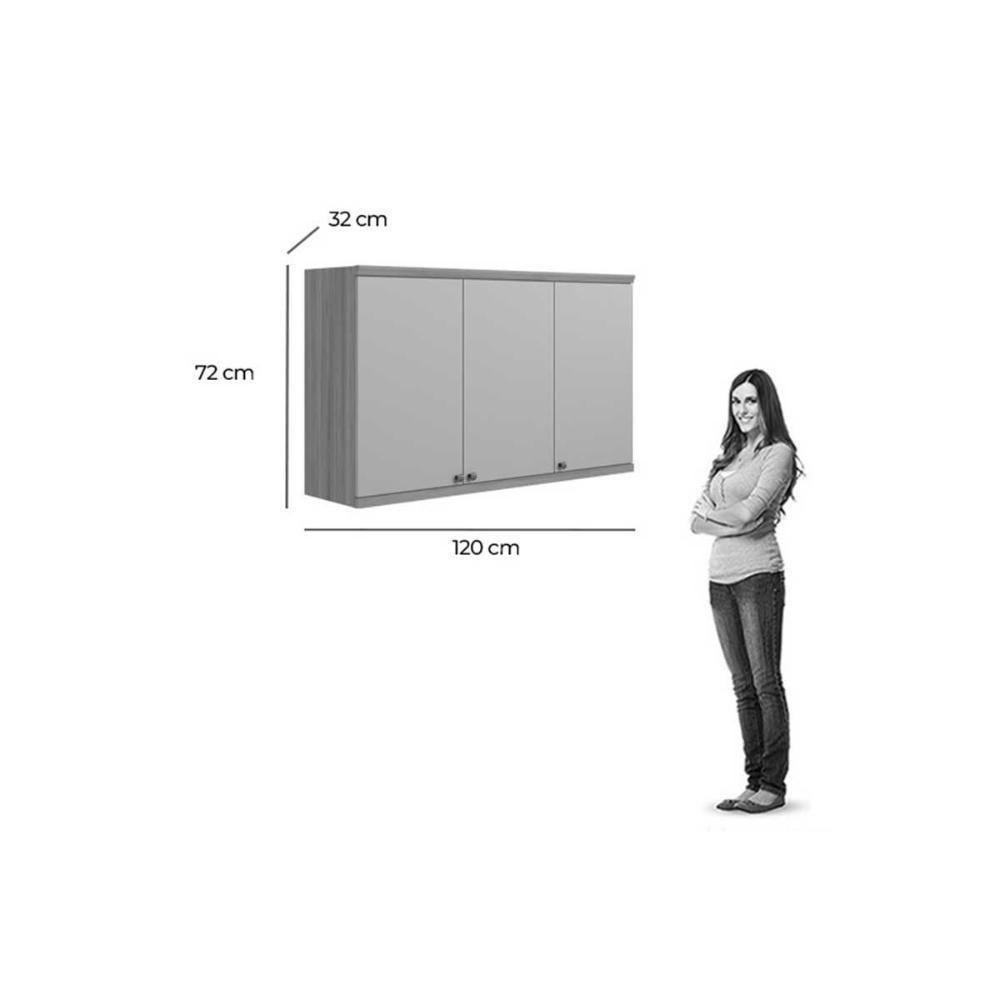 Armário De Cozinha Modulado Selene C- 3 Portas 120cm Jequitiba-off White Fosco - Linea Brasil - 3